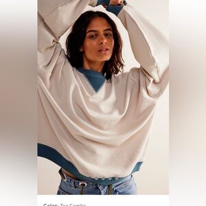 We The Free Classic Crew Colorblock Sweatshirt ~ Tea Combo